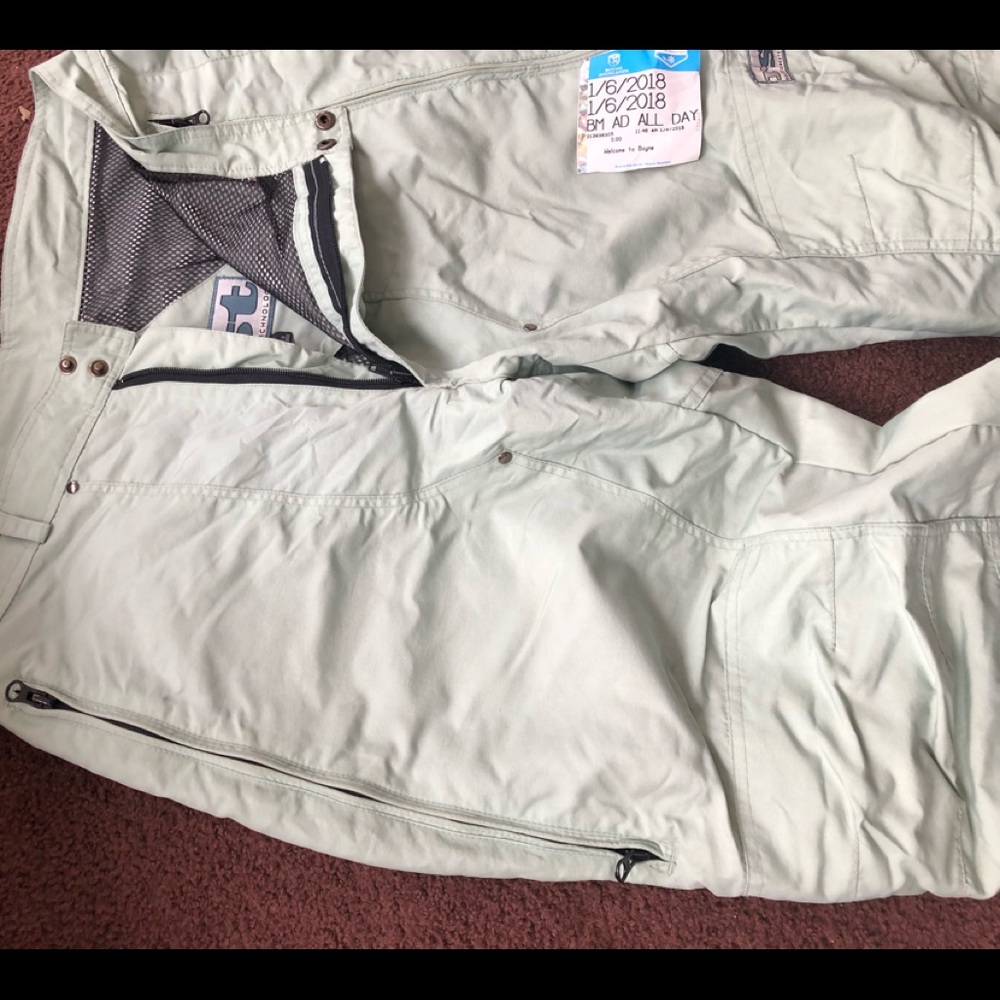 Snowboard pants unisex womens large seafoam green